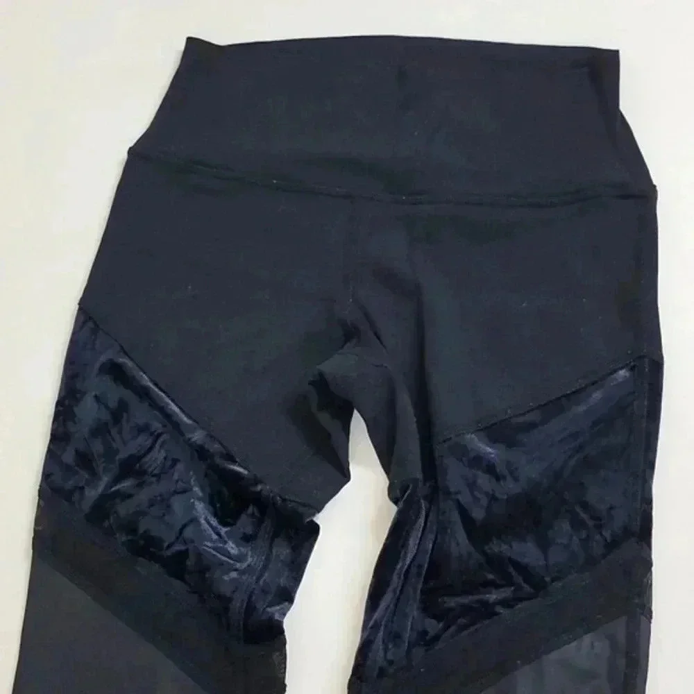 Alo Yoga Black Sheila Leggings Mesh Panels  Activewear